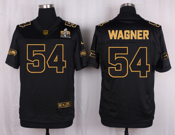 Mens Seattle Seahawks #54 Wagner Pro Line Black Gold Collection Jersey