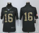 New Nike Seattle Seahawks 16 Lockett Anthracite Salute To Service Limited Jersey