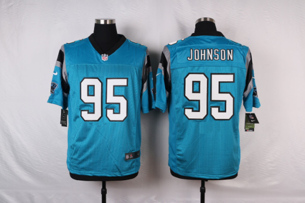 Nike Carolina Panthers #95 Johnson Elite Jerseys in Blue