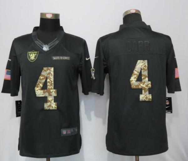 New Nike Oakland Raiders 4 Carr Anthracite Salute To Service Limited Jersey