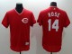 Majestic MLB Cincinnati Reds #14 Rose Red Pullover Jersey
