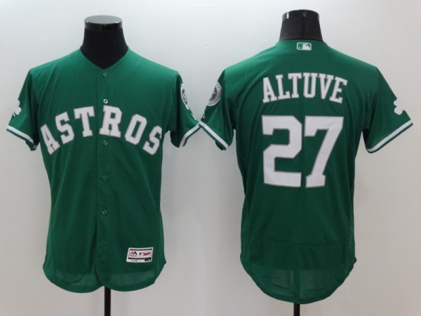 Majestics Houston Astros #27 Altuve Green Elite MLB Jersey