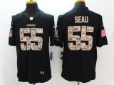 Nike San Diego Chargers #55 Seau Black Salute TO Service Jersey