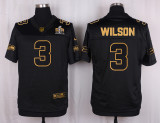 Mens Seattle Seahawks #3 Russell Wilson Pro Line Black Gold Collection Jersey