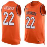 NFL Denver Broncos #22 Anderson Orange Limited Tank Top Jersey