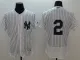 Majestic MLB New York Yankees #2 Jeter White Elite Pinstripe Jersey