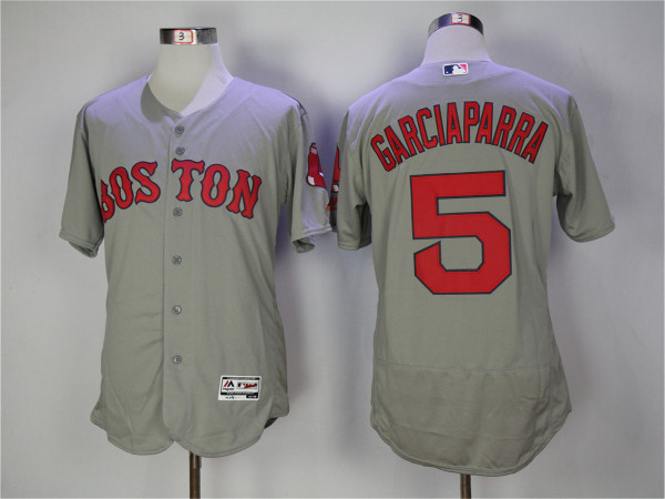 MLB Boston Red Sox #5 Garciaparra Grey Elite Jersey