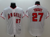 Majestic MLB Los Angeles Angels #27 Trout Elite White Jersey