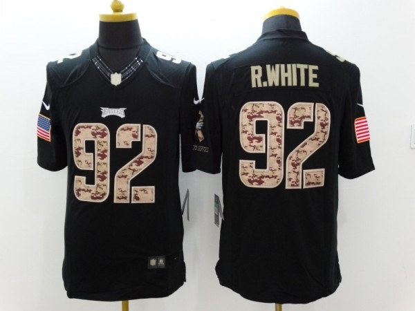 Nike Philadelphia Eagles #92 R.White Black Limited Salute to Service Jersey