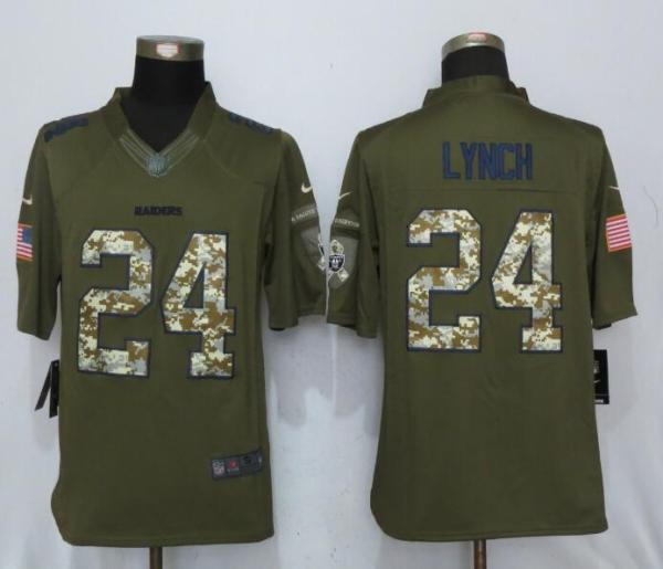 New Nike Oakland Raiders #24 Lynch Green Salute To Service Limited Jersey