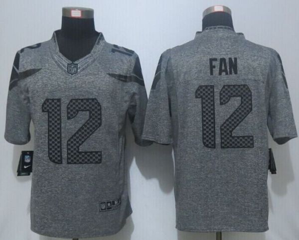 New Nike Seattle Seahawks #12 Fan Gray Mens Stitched Gridiron Gray Limited Jersey