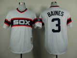 MLB Chicago White Sox #3 Baines M&N White Jersey