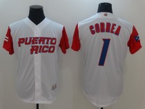 2017 World Baseball Puerto Rico #1 Correa White Classic Jersey