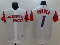 2017 World Baseball Puerto Rico #1 Correa White Classic Jersey