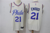Nike NBA Philadelphia 76ers #21 Embiid Cream Jersey
