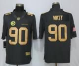 NFL Pittsburgh Steelers #90 Watt Gold Anthracite Salute To Service Limited Jersey