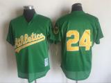 MLB Oakland Athletics #24 Pullover Throwback Green Jersey