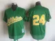 MLB Oakland Athletics #24 Pullover Throwback Green Jersey
