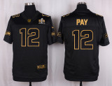 Mens Seattle Seahawks #12 Pay Pro Line Black Gold Collection Jersey