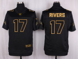 Mens San Diego Chargers #17 Rivers Pro Line Black Gold Collection Jersey