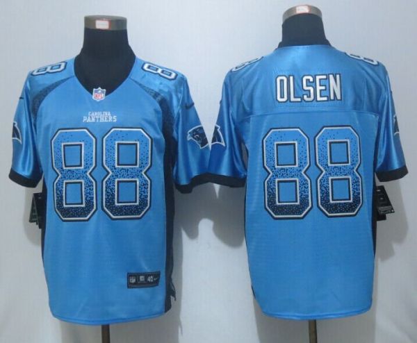 NEW Nike Carolina Panthers  88 Olsen Drift Fashion Blue Elite Jerseys