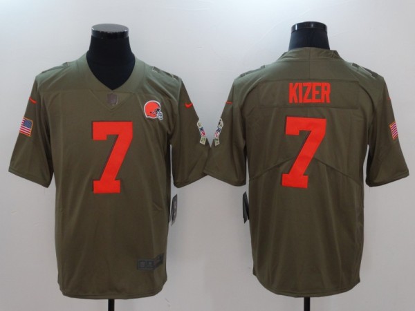 Mens Cleveland Browns #7 Kizer Olive Salute to Service Limited Jersey