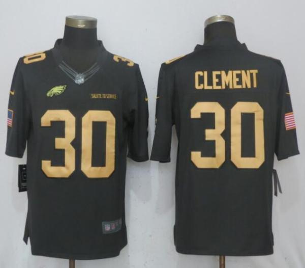 New Nike Philadelphia Eagles 30 Clement Gold Salute To Service Limited Jersey