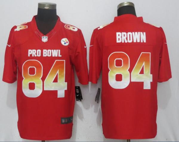 New Nike Pittsburgh Steelers 84 Brown Red Nike Royal 2018 Pro Bowl Limited Jersey