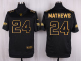 Mens Philadelphia Eagles #24 Mathews Pro Line Black Gold Collection Jersey