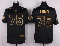 Mens Chicago Bears #75 Long Pro Line Black Gold Collection Jersey