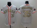 MLB Houston Astros #35 Verlander White Gold Number Elite Jersey