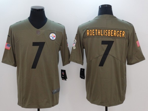 Mens Pittsburgh Steelers #7 Roethlisberger Olive Salute to Service Limited Jersey