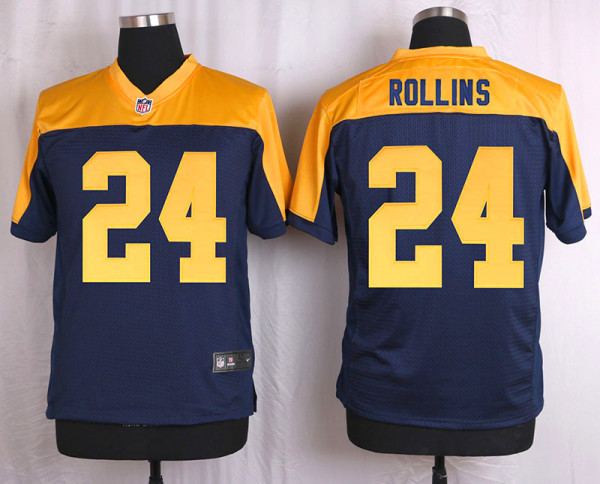 Nike Green Bay Packers #24 Rollins Yellow Blue Elite Jersey