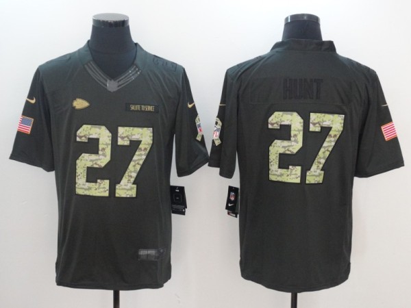 Mens Kansas City Chiefs #27 Hunt Salute to Service Limited Jersey