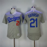 MLB Los Angeles Dodgers #21 Darvish Grey Elite Jersey