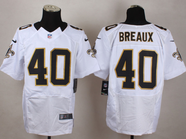 Nike New Orleans Saints #40 Breaux White Elite Jersey