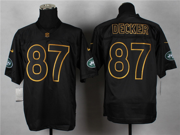 Nike New York Jets #87 Decker PRO Gold Lettering Fashion 2014 Jersey