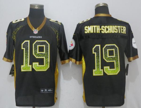 New Nike Pittsburgh Steelers 19 Smith-schuster Drift Fashion Black Elite Jersey