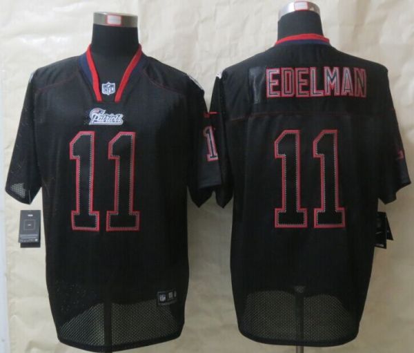 Nike New England Patriots 11 Edelman Lights Out Black Elite Jerseys