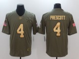 NFL Dallas Cowboys #4 Prescott Salute to Service Gold Number Jersey