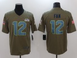 Mens Seattle Seahawks #12 Fan Olive Salute to Service Limited Jersey