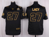 Mens Green Bay Packers #27 Lacy Pro Line Black Gold Collection Jersey