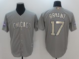 MLB Chicago Cubs #17 Bryant Gold Number Grey Jersey