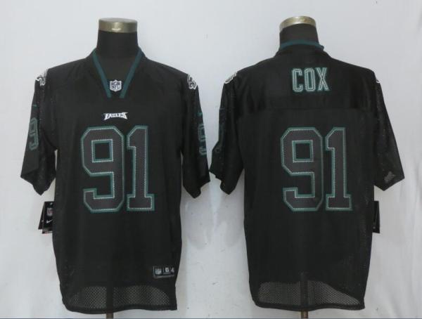 New Nike Philadelphia Eagles 91 Cox Lights Out Black Elite Jersey