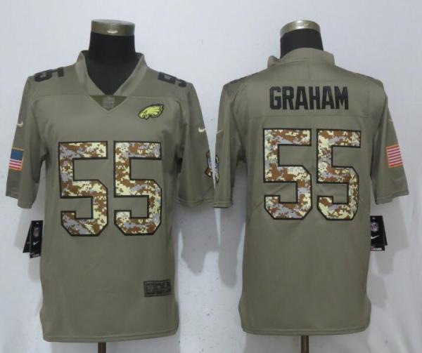 Nike Philadelphia Eagles 55 Graham Olive Camo Carson Salute to Service Limited Jersey