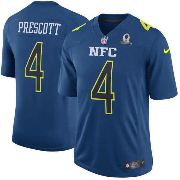 NFL Dallas Cowboys #4 Prescott NFC All Star Blue Jersey