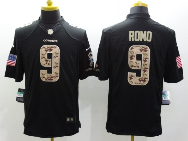 Nike Dallas Cowboys #9 Romo Black Salute TO Service Jersey