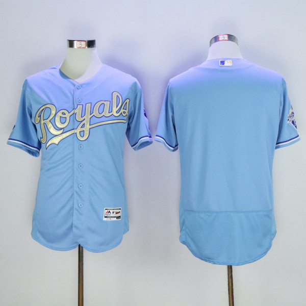 MLB Kansas City Royals Blank L.Blue Gold Number Elite Jersey