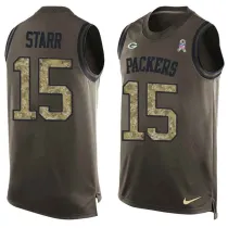 NFL Green Bay Packers #15 Starr Limited Green Salute to Service Tank Top