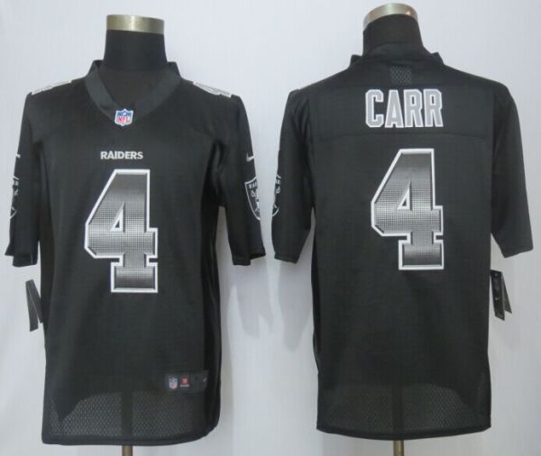 2015 New Nike Oakland Raiders 4 Carr  Black Strobe Limited Jersey